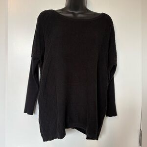 Subtle Luxury Cotton/Cashmere Black Crew Neck Sweater | Size Small